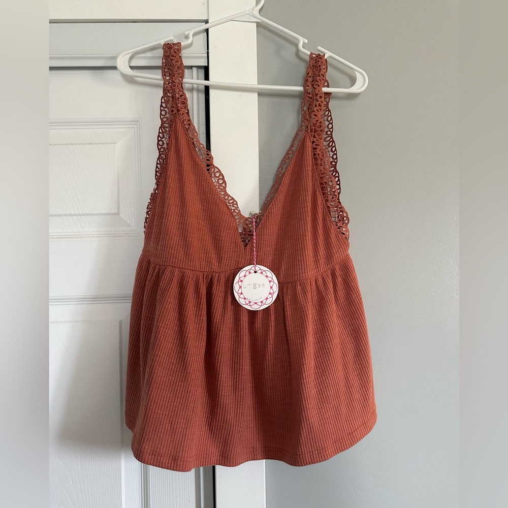 Lace Trim Rust Top